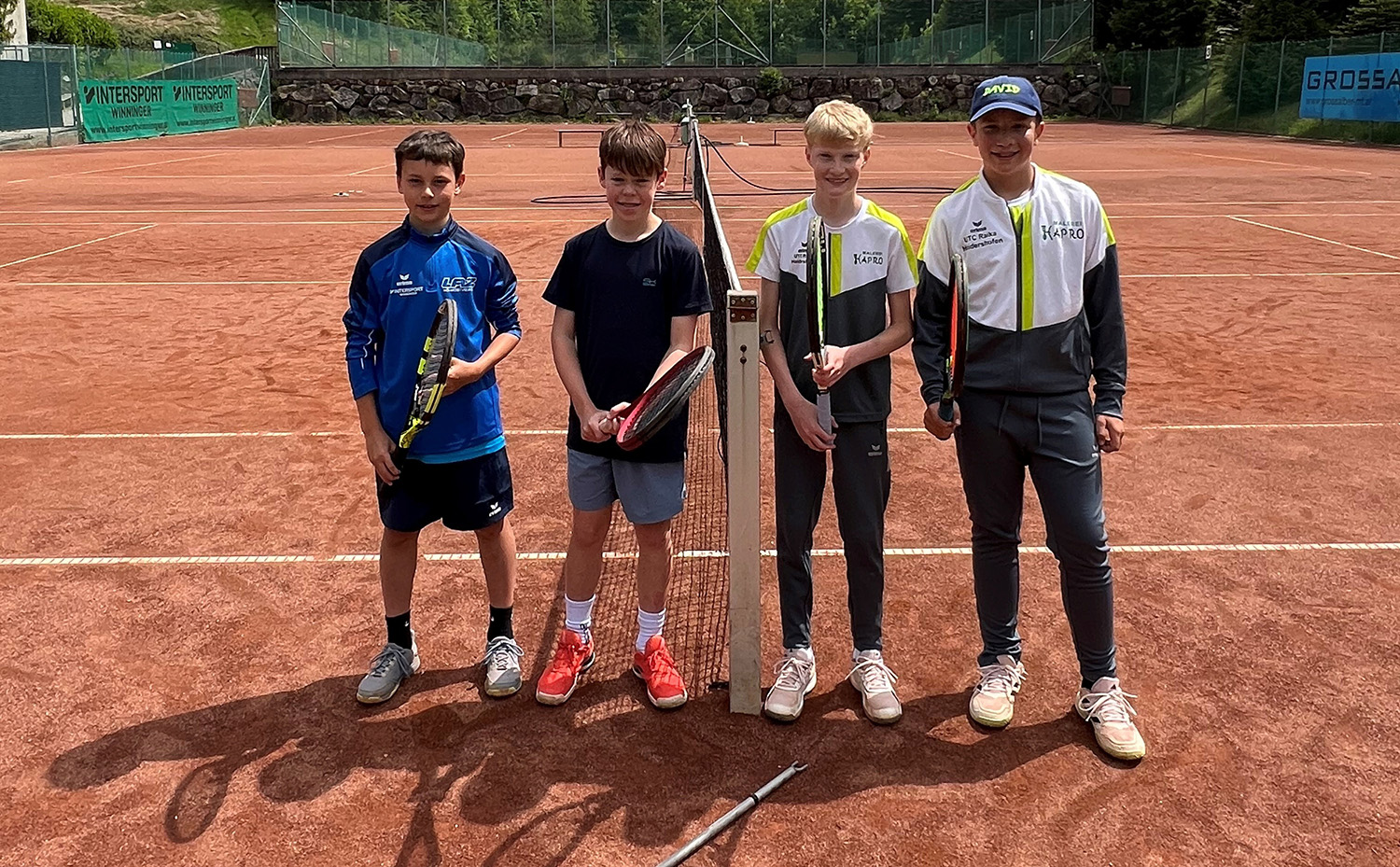 Burschen U13: Elias Berger und Luis Engleder (UTC Waidhofen/Ybbs), Jonathan Schlögelhofer und David Wieser (Hausmening)
