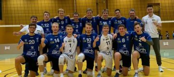 Dürfen sich freuen: Die Waidhofner Volleyball-Herren feierten in der 2. Bundesliga auswärts in Linz ihren dritten Saisonsieg.